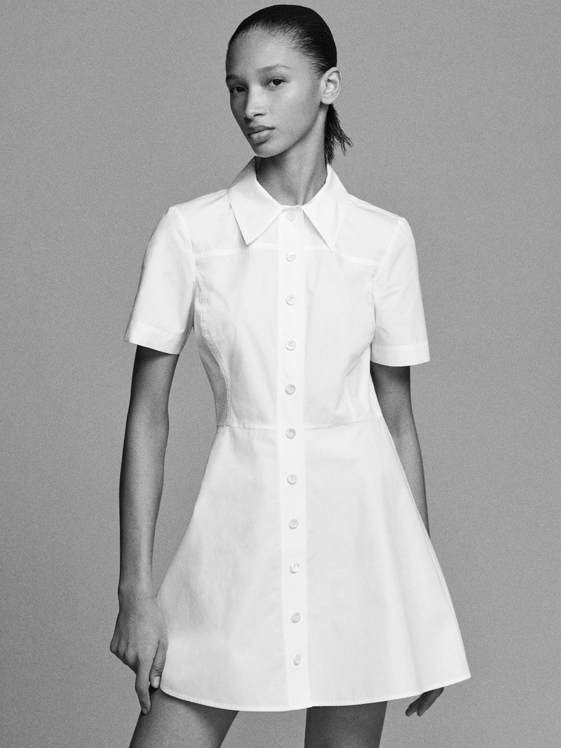 FRAME The Flare Mini Dress in White outlook