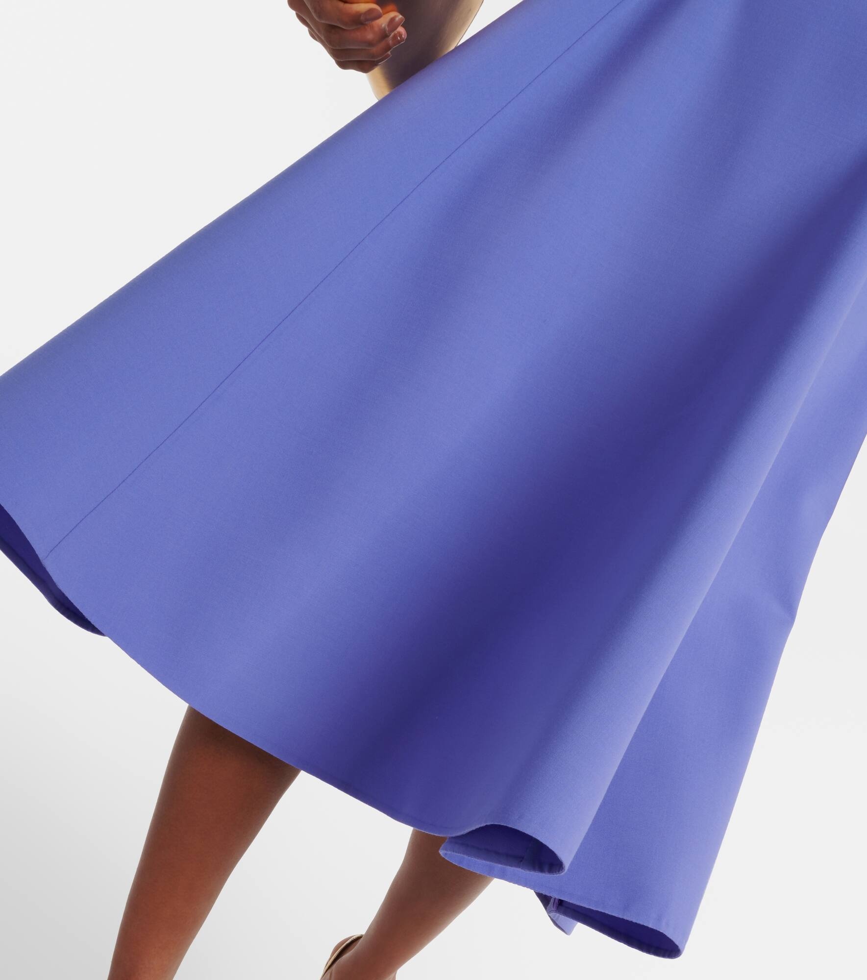 Puff-sleeve wool-blend midi dress - 5