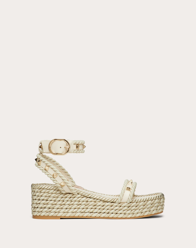 ROCKSTUD FLATFORM SANDAL IN CALFSKIN 45MM - 1