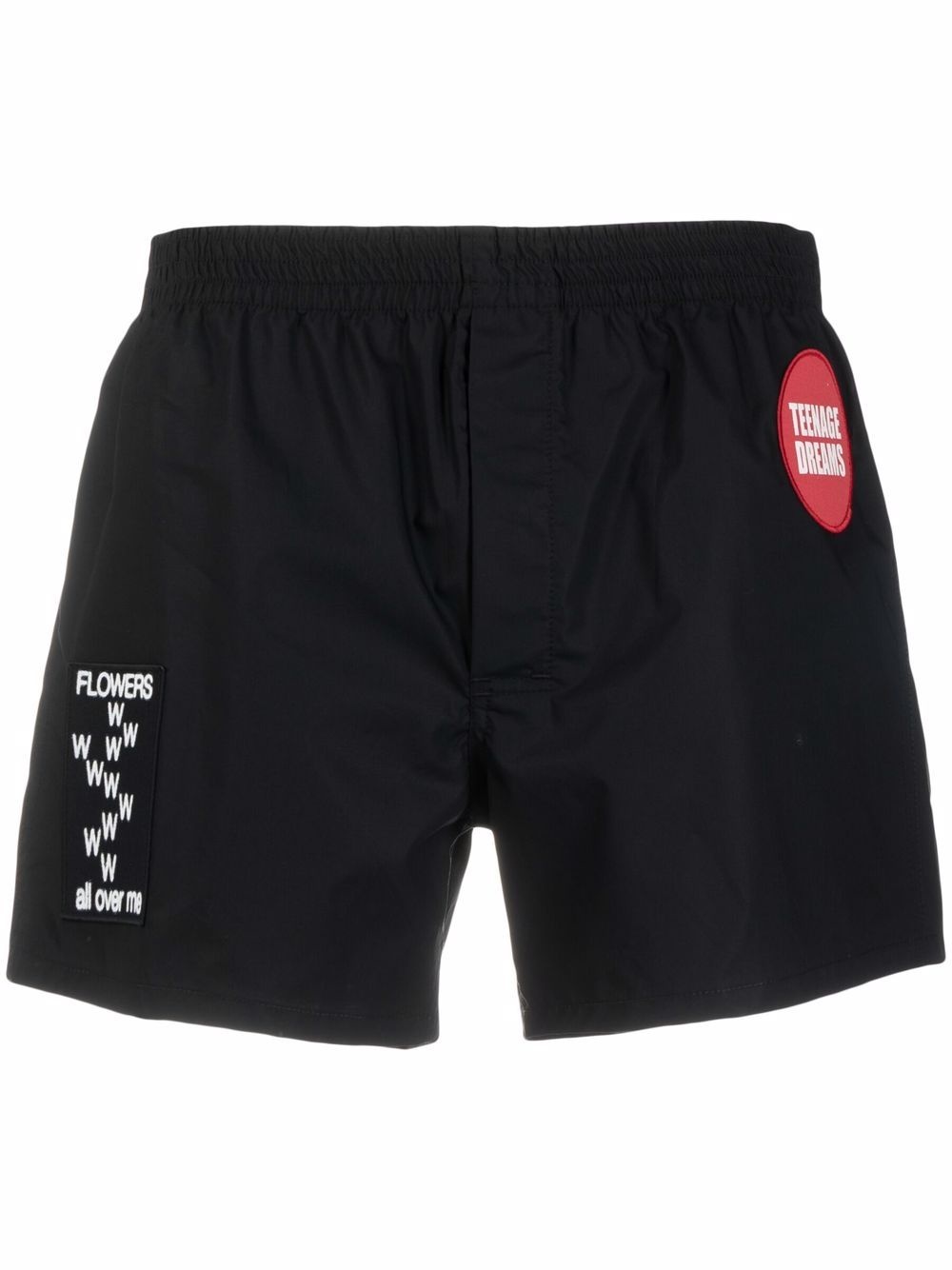patch-detail slip-on swim shorts - 1