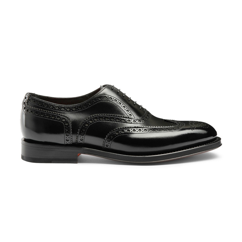 Men's polished black leather Oxford brogue 1