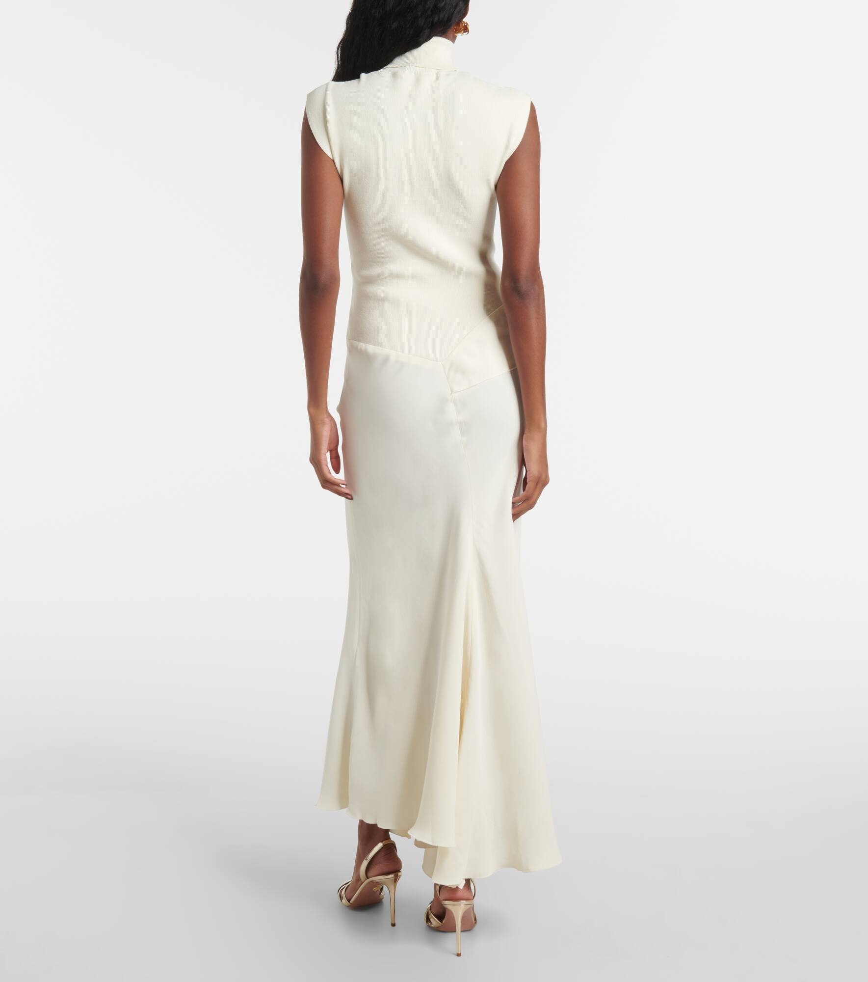 Draped turtleneck jersey maxi dress - 3