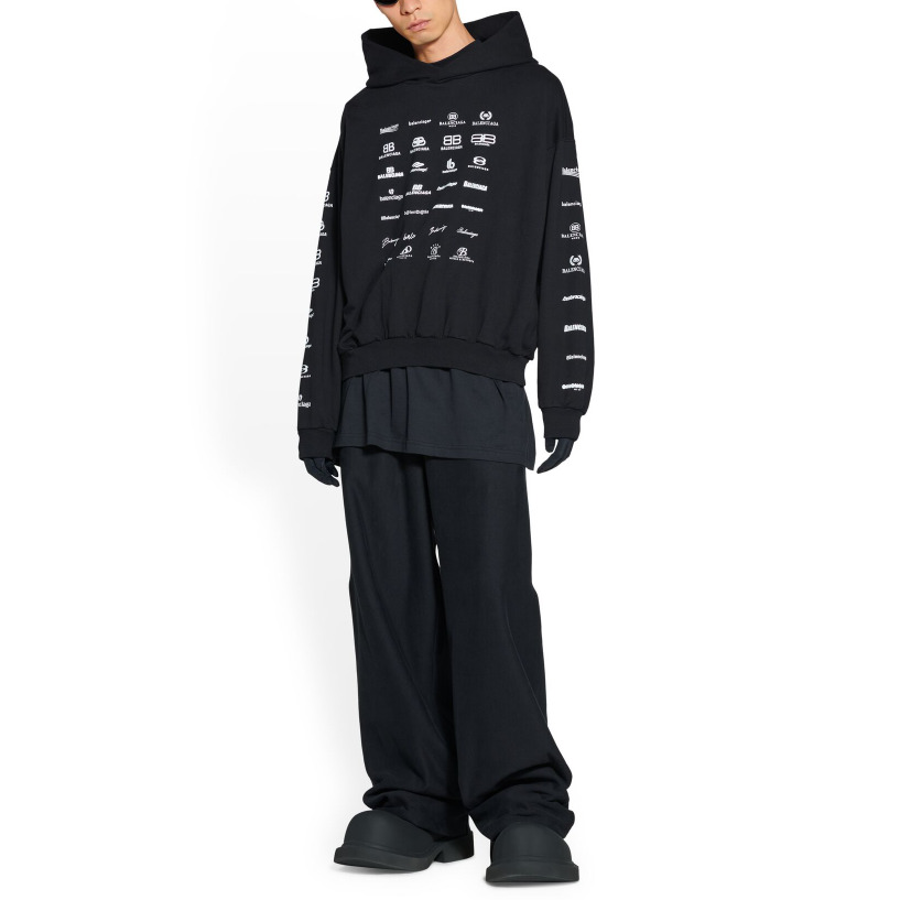 Balenciaga Archives Logos Hoodie 'Black' 726241TNVQ81070 - 3