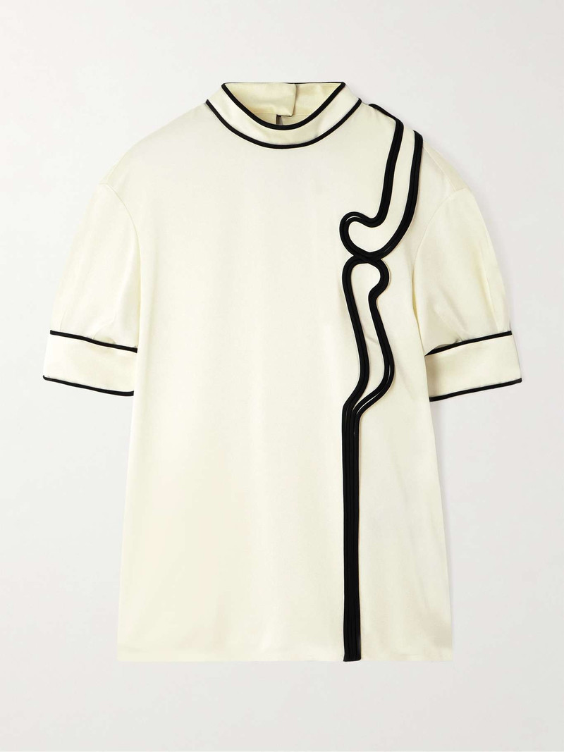 Appliquéd satin top Ivory 1
