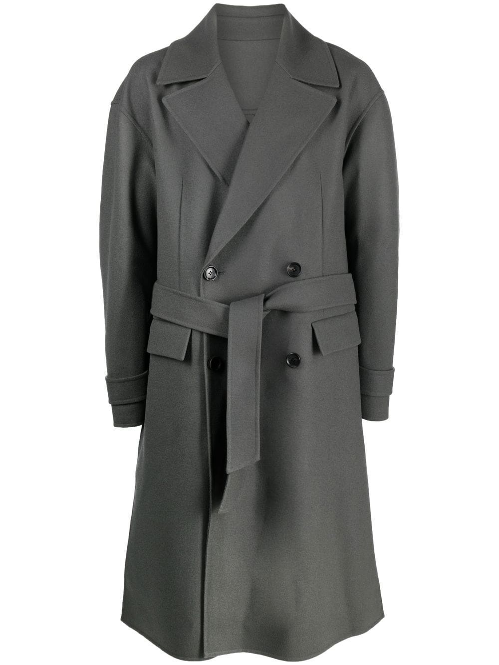 belted double-breasted coat - 1