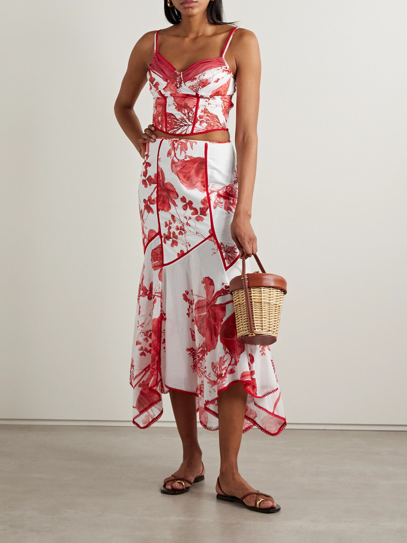 Charo Ruiz Peisy Cropped Scalloped Floral-print Cotton-blend Bustier Top outlook