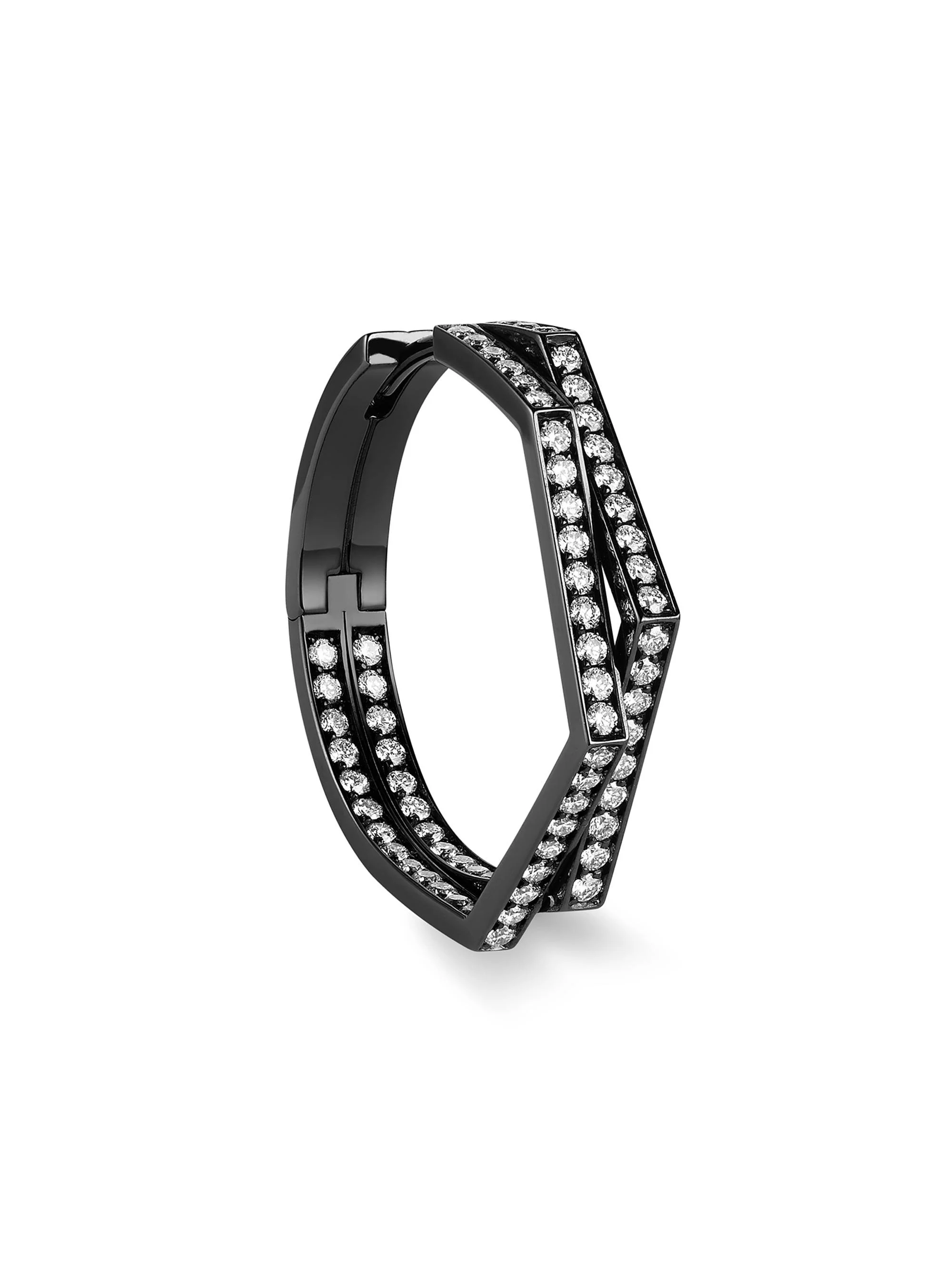 Women's Antifer 18K Black Gold & 0.62 TCW Diamond Single Hoop Earring - Black - 1