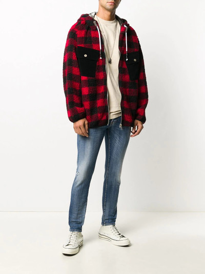 Palm Angels check-pattern pile jacket outlook