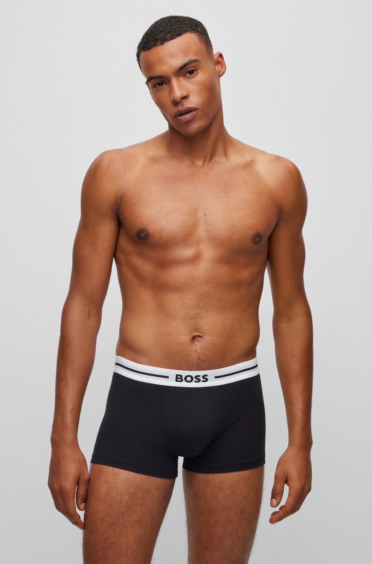 THREE-PACK OF STRETCH-COTTON TRUNKS WITH LOGO WAISTBAND - 6