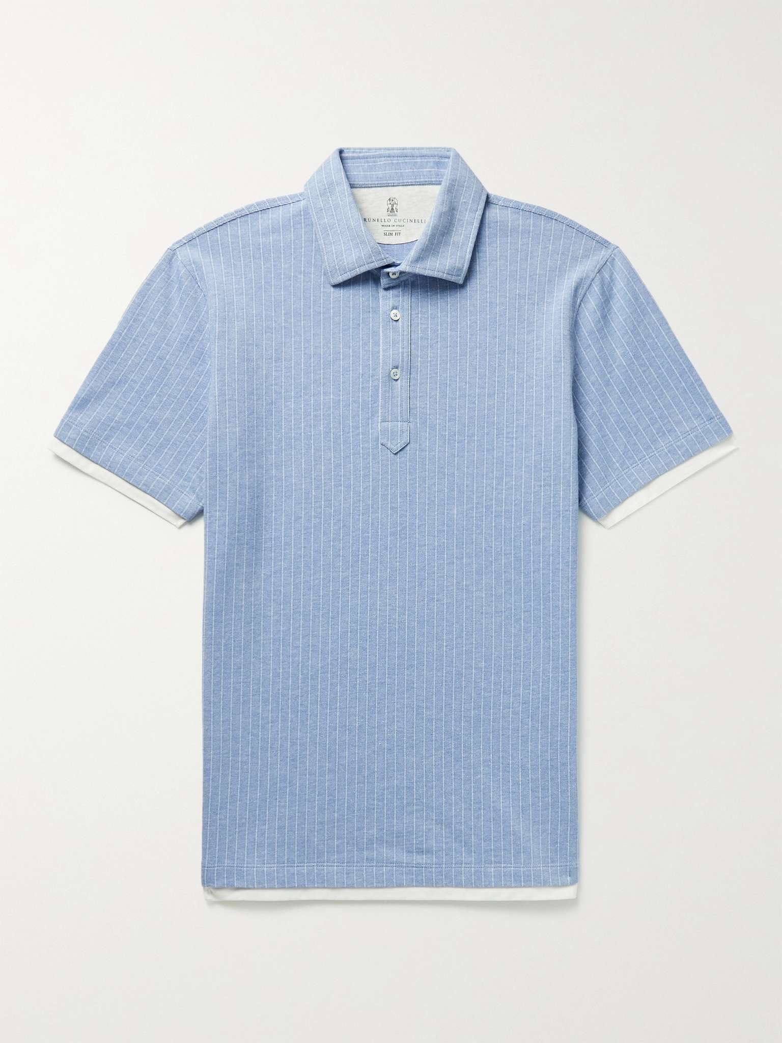 Slim-Fit Jersey-Trimmed Striped Cotton-Piqué Polo Shirt - 1