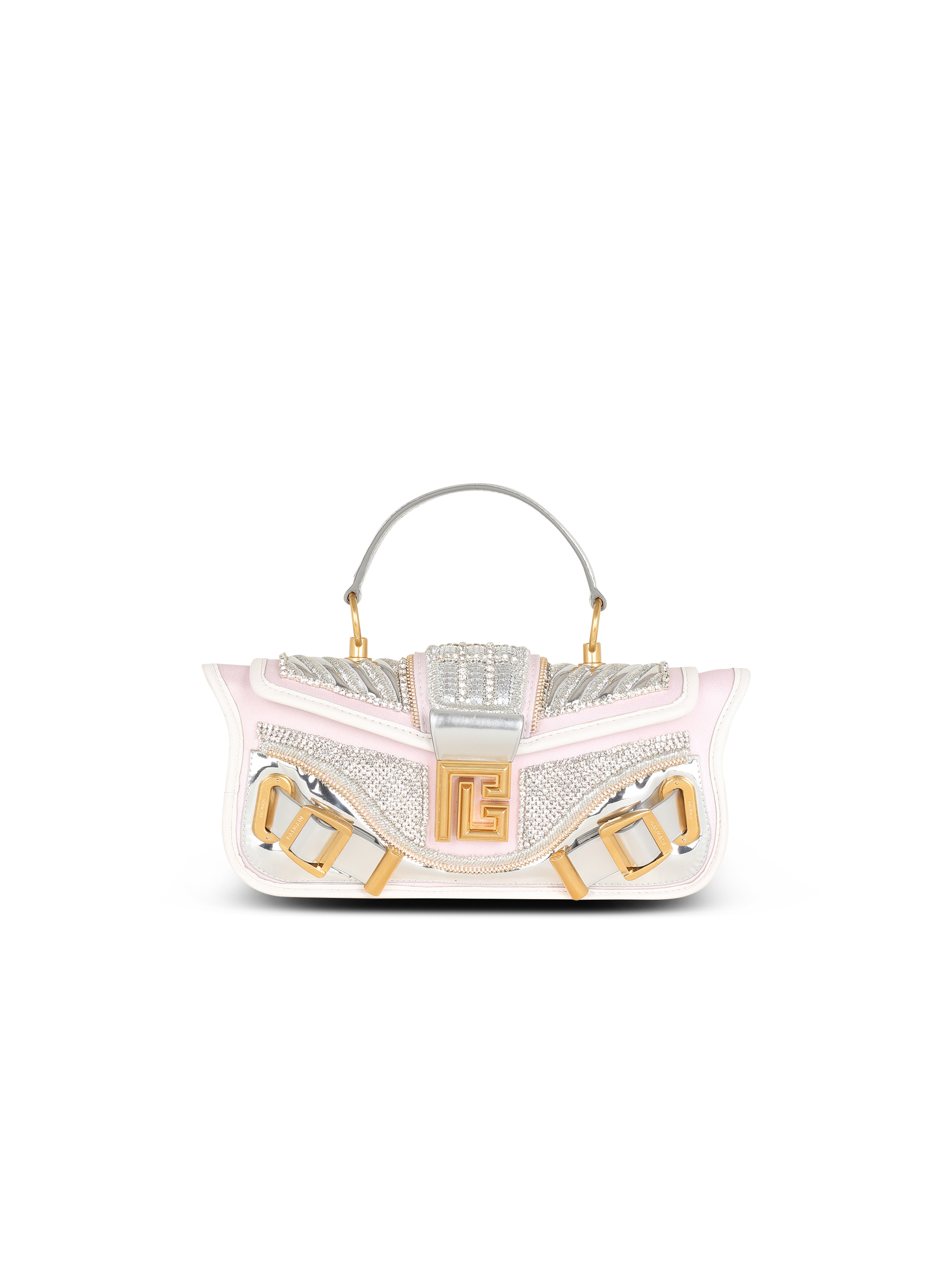 Blaze clutch bag in leather and embroidered satin - 1