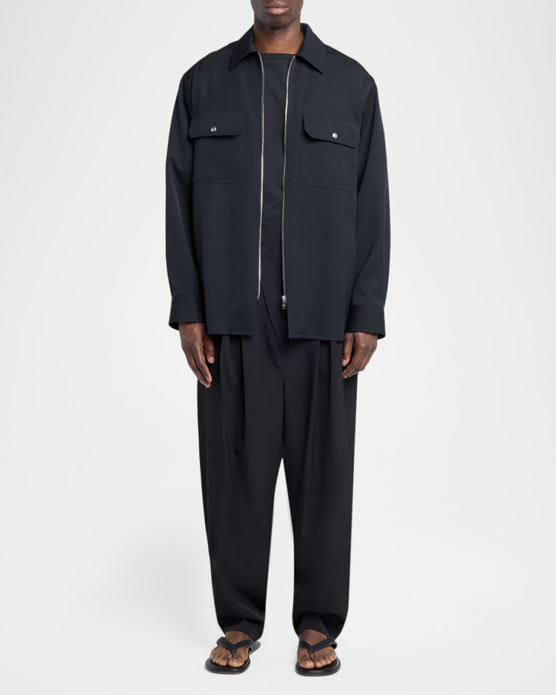 Bottega Veneta Men's Asymmetric High-Rise Pleated Wool Trousers outlook