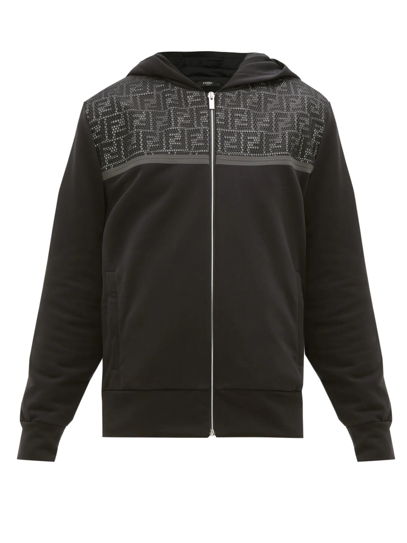 FF mesh-panel cotton-blend hooded sweatshirt - 1