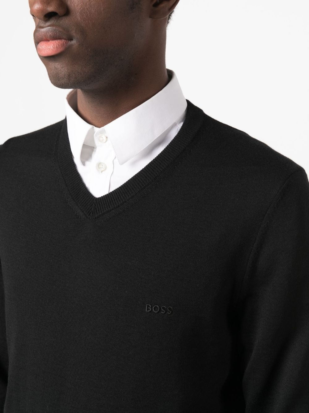 embroidered-logo V-neck jumper - 5