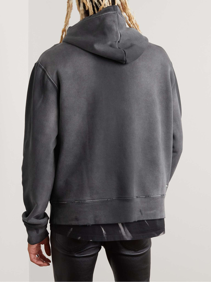 Logo-Appliquéd Distressed Cotton-Jersey Hoodie 4