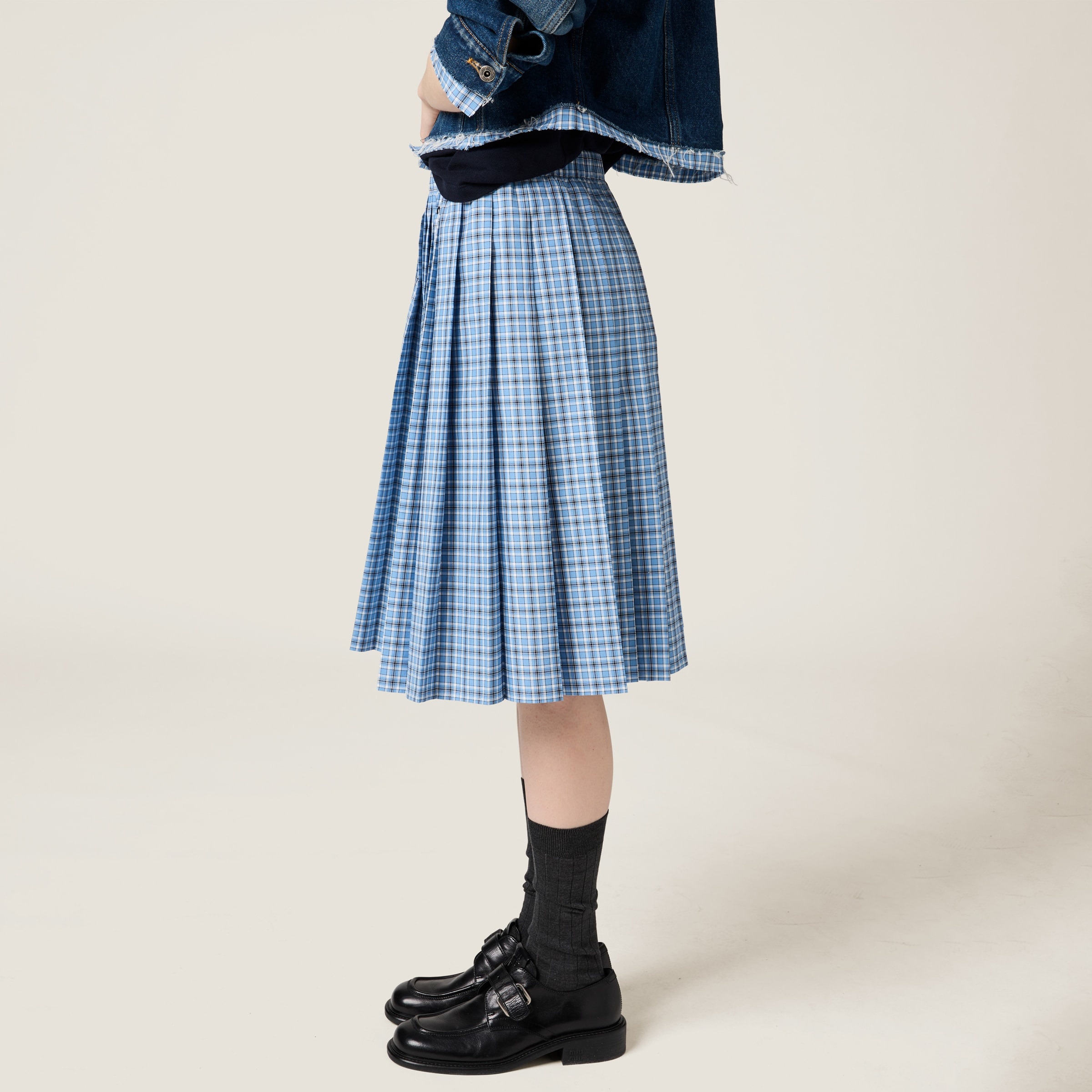 Pleated check skirt - 4