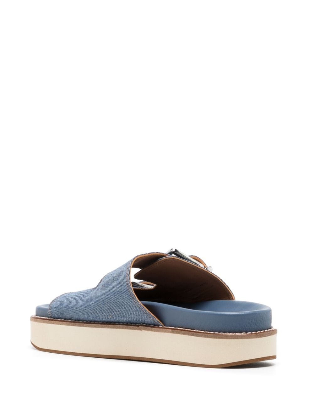 buckle-fastening denim flat sandals - 3