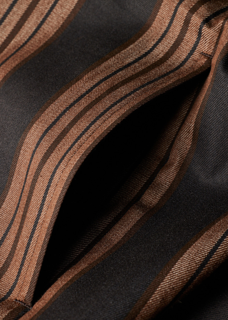 Brown Stripe Cotton Double-Pocket Overshirt 7