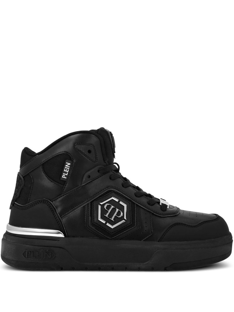 panelled high-top sneakers 1
