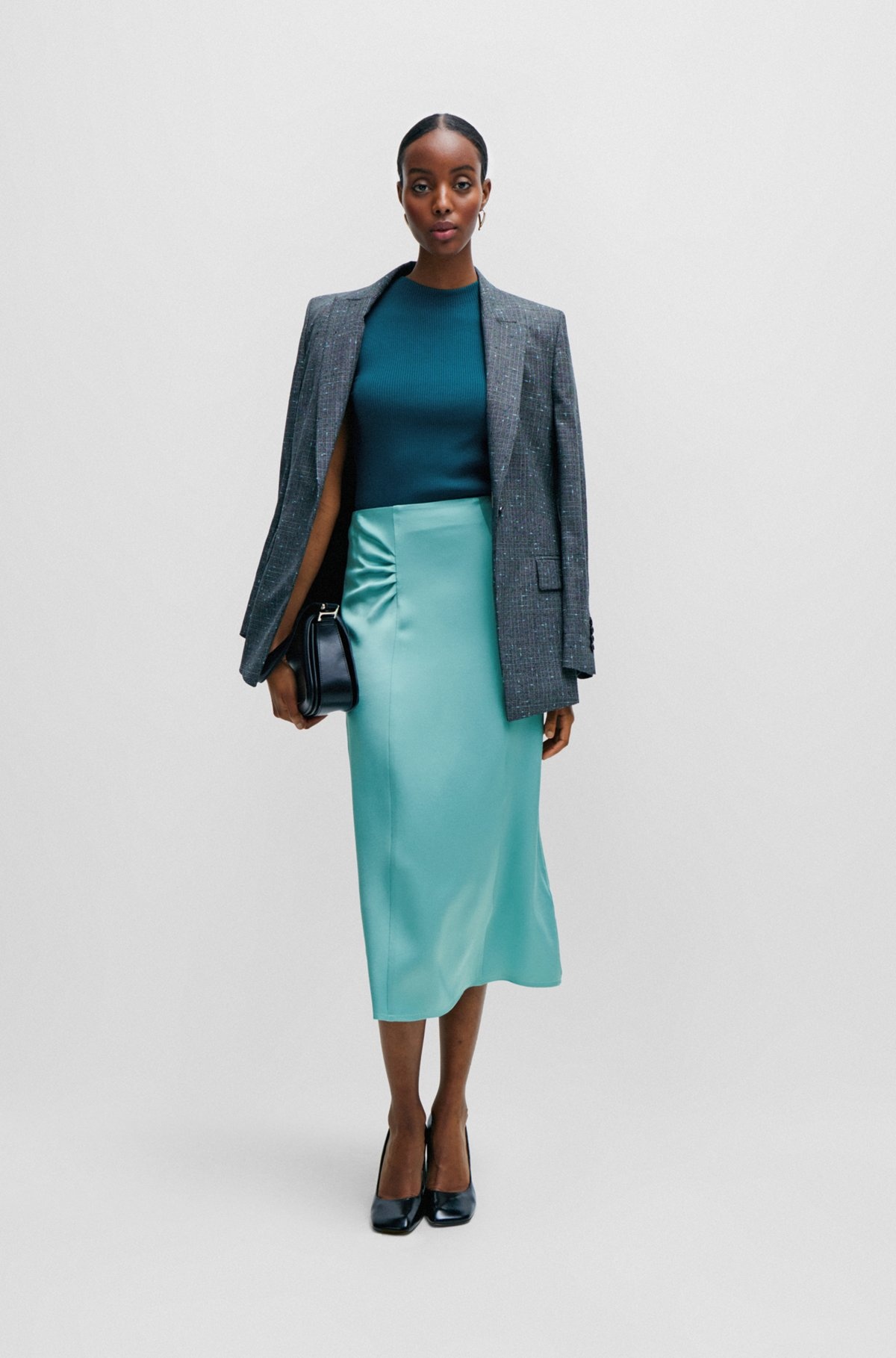HIGH-WAISTED A-LINE SKIRT WITH GATHERED DETAILS - 3