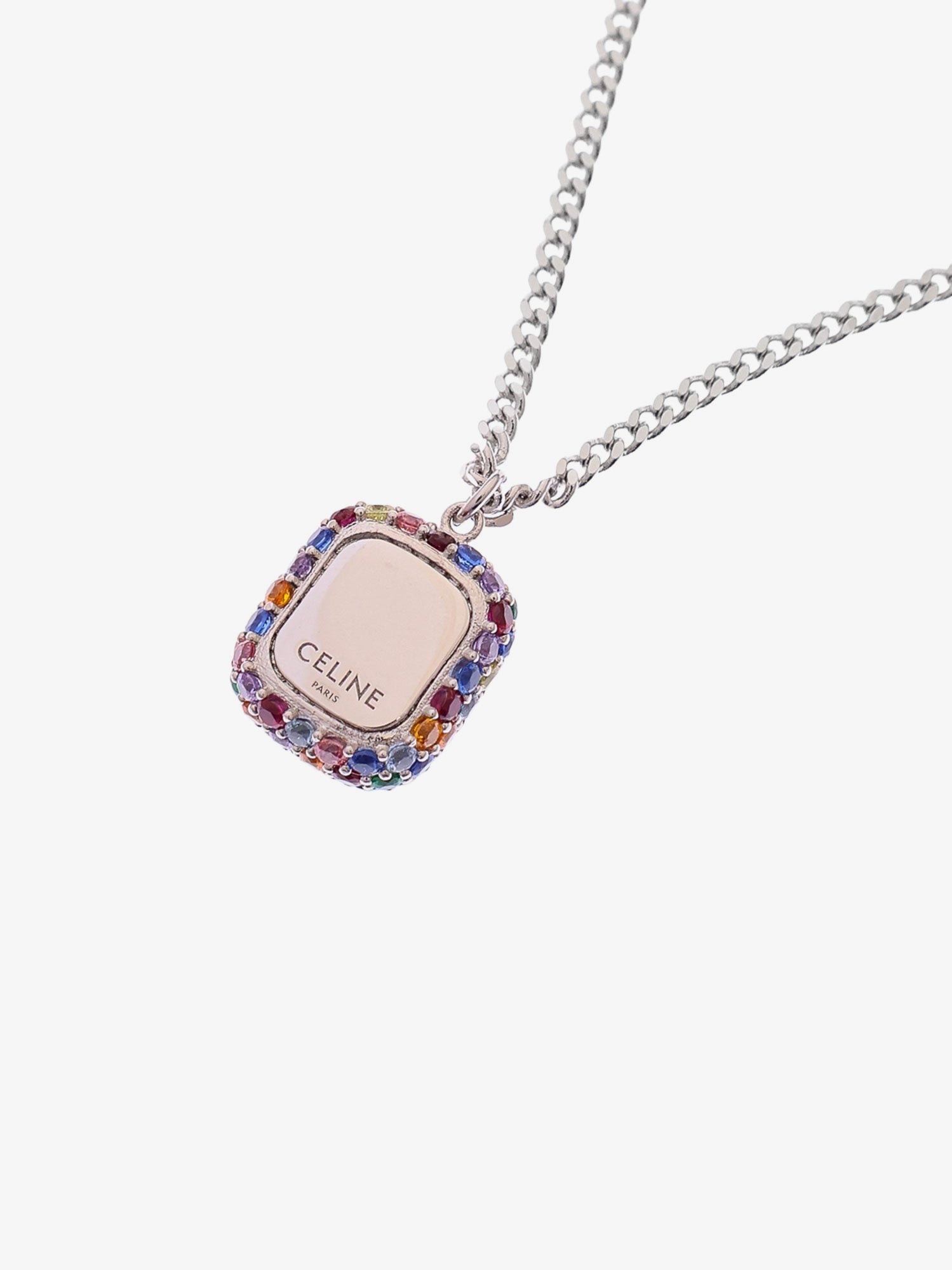 Celine Metal Necklace With Multicolor Pendant - 2