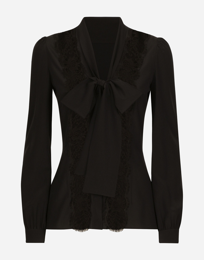 Silk shirt with lace inlay 1