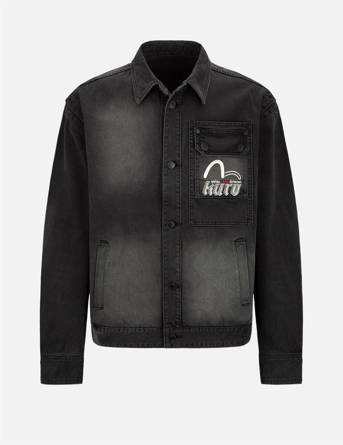 The Great Wave and Kamon Embroidery Denim Shirt Jacket - 8