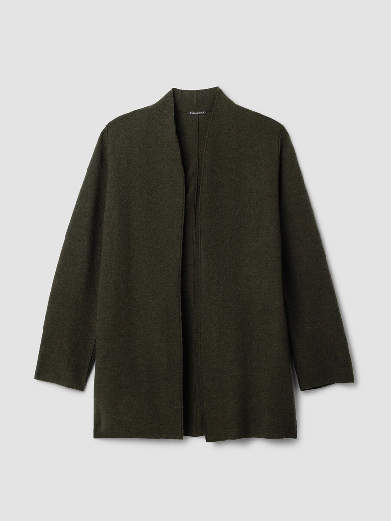 Lightweight Boiled Wool High Collar Jacket in Regenerative Wool 1