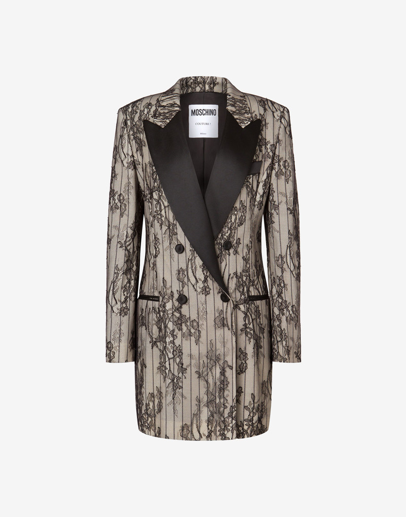 LACE STRIPED ROBE MANTEAU DRESS 1