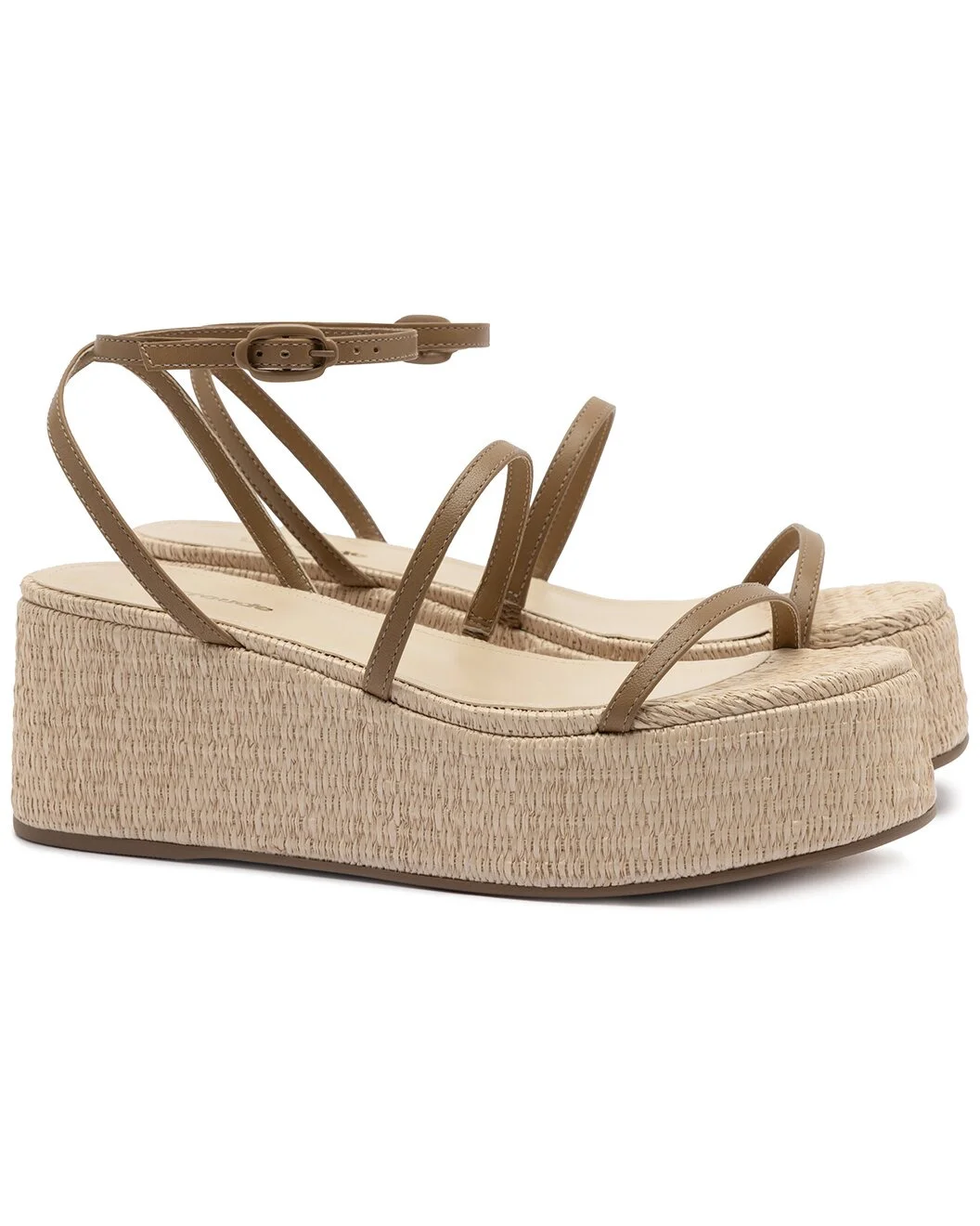 Larroude Gio Raffia & Leather Flatform Sandal - 1