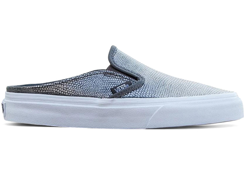 Vans Classic Slip-On Mule Embossed Leather Grey True White (Women's) 1