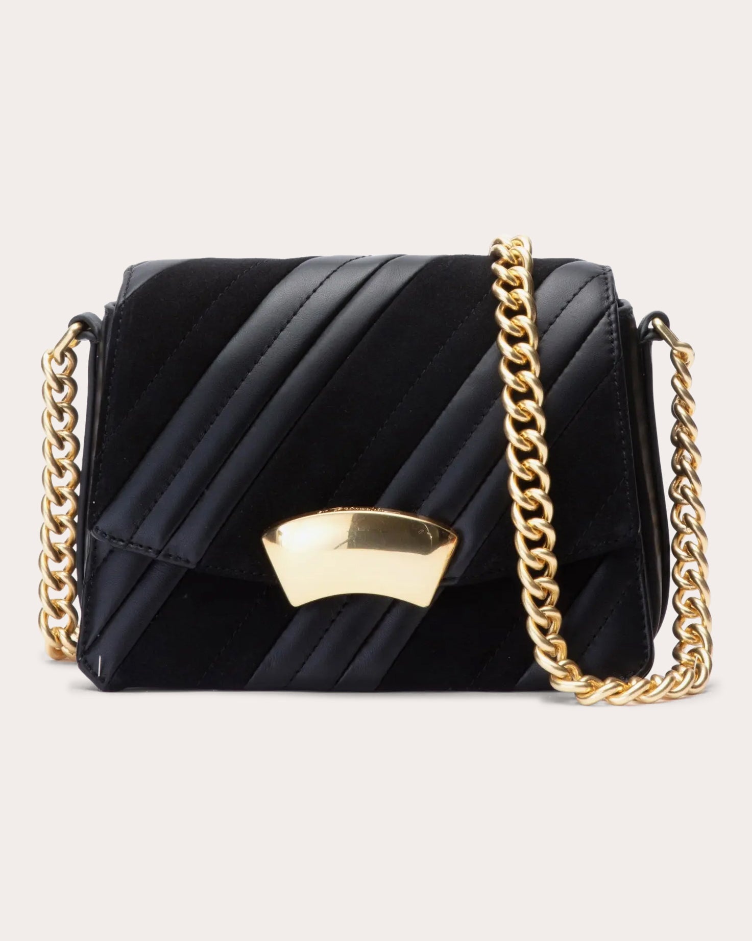 ID Paneled Quilted Leather & Suede Shoulder Bag - 1