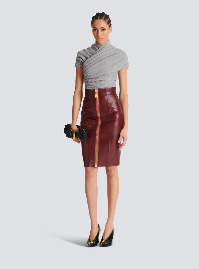 Balmain Lambskin leather pencil skirt outlook