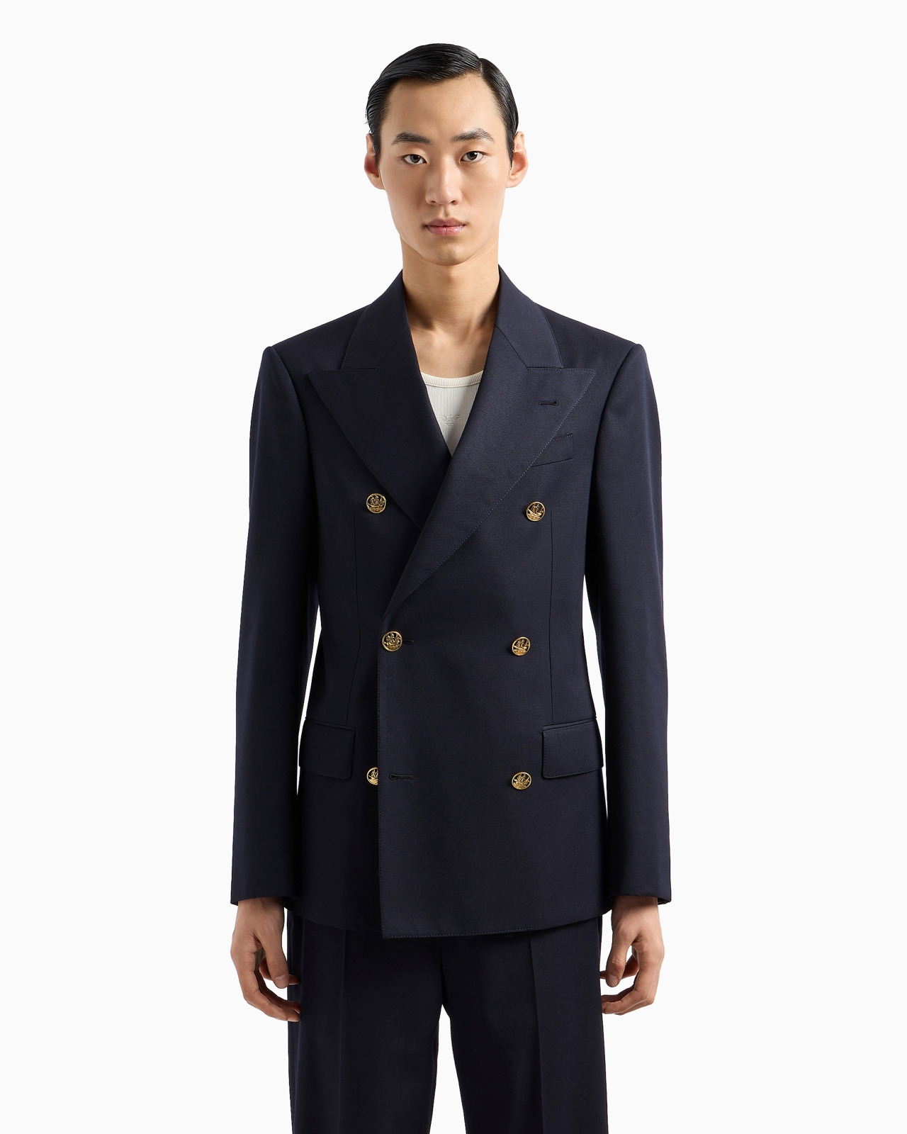 DOUBLE-BREASTED JACKET IN COMPACT WOOL COVER FABRIC - 2