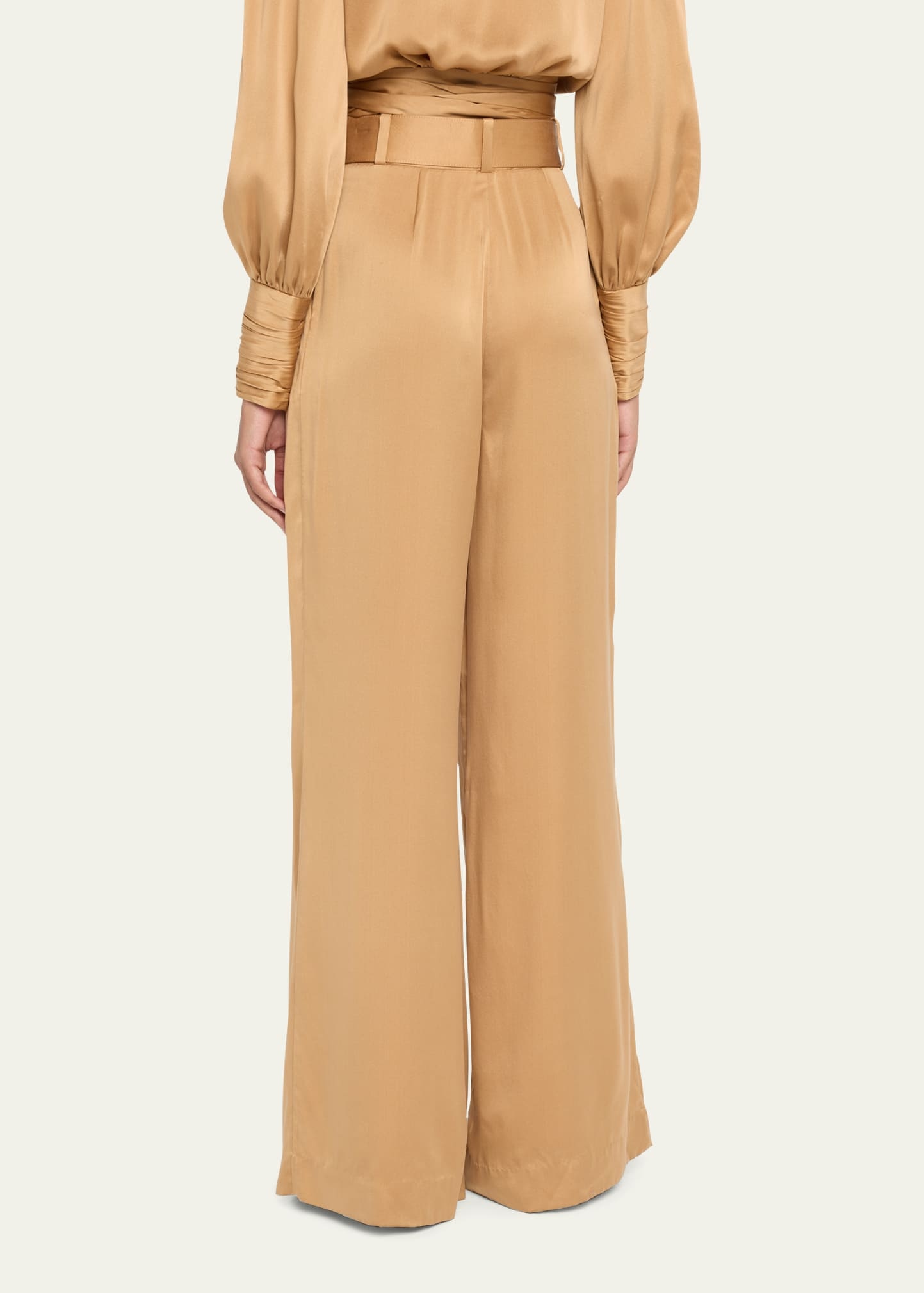 Silk Wide-Leg Tuck Pants - 3