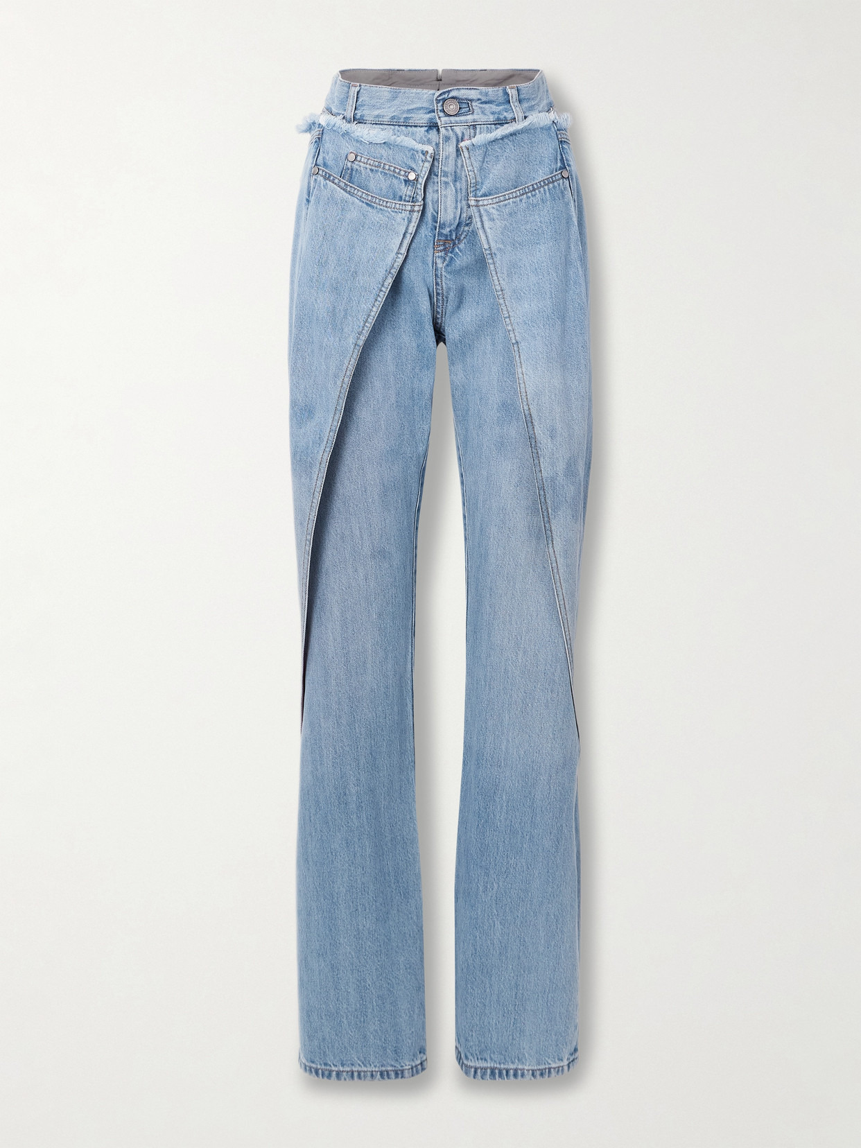 Wrap-effect Frayed Mid-rise Straight-leg Jeans - 1