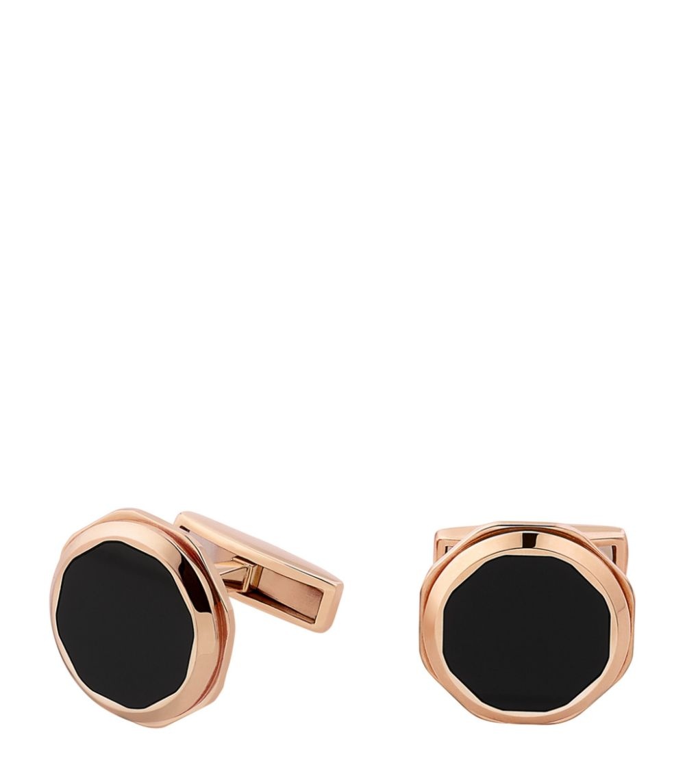 Rose Gold and Onyx Octo Cufflinks - 1