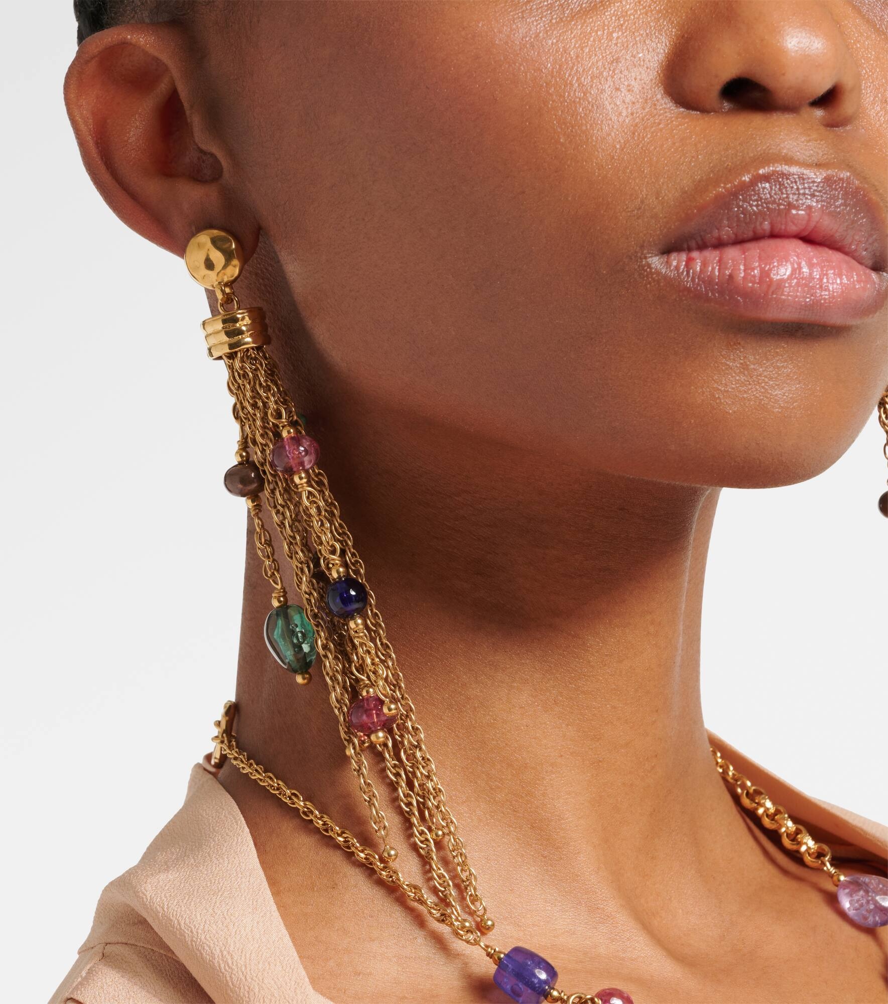 Pompoms beaded drop earrings - 6