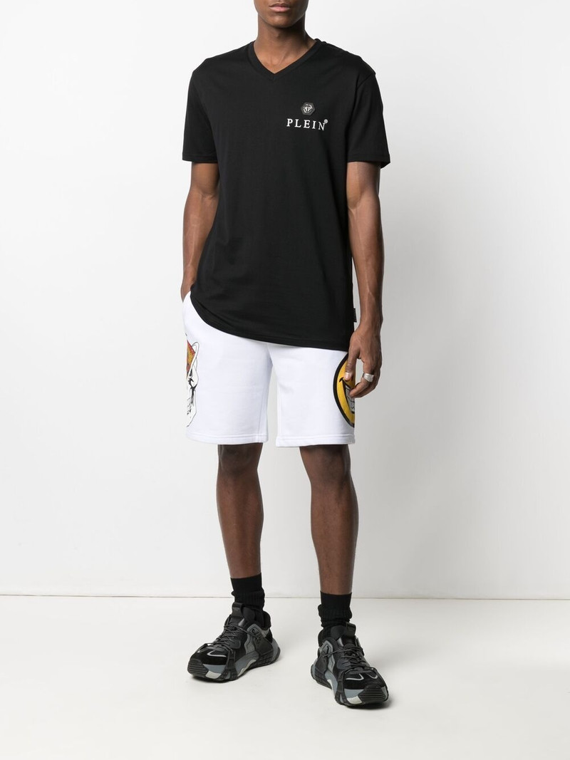 PHILIPP PLEIN logo-patch V-neck T-shirt outlook