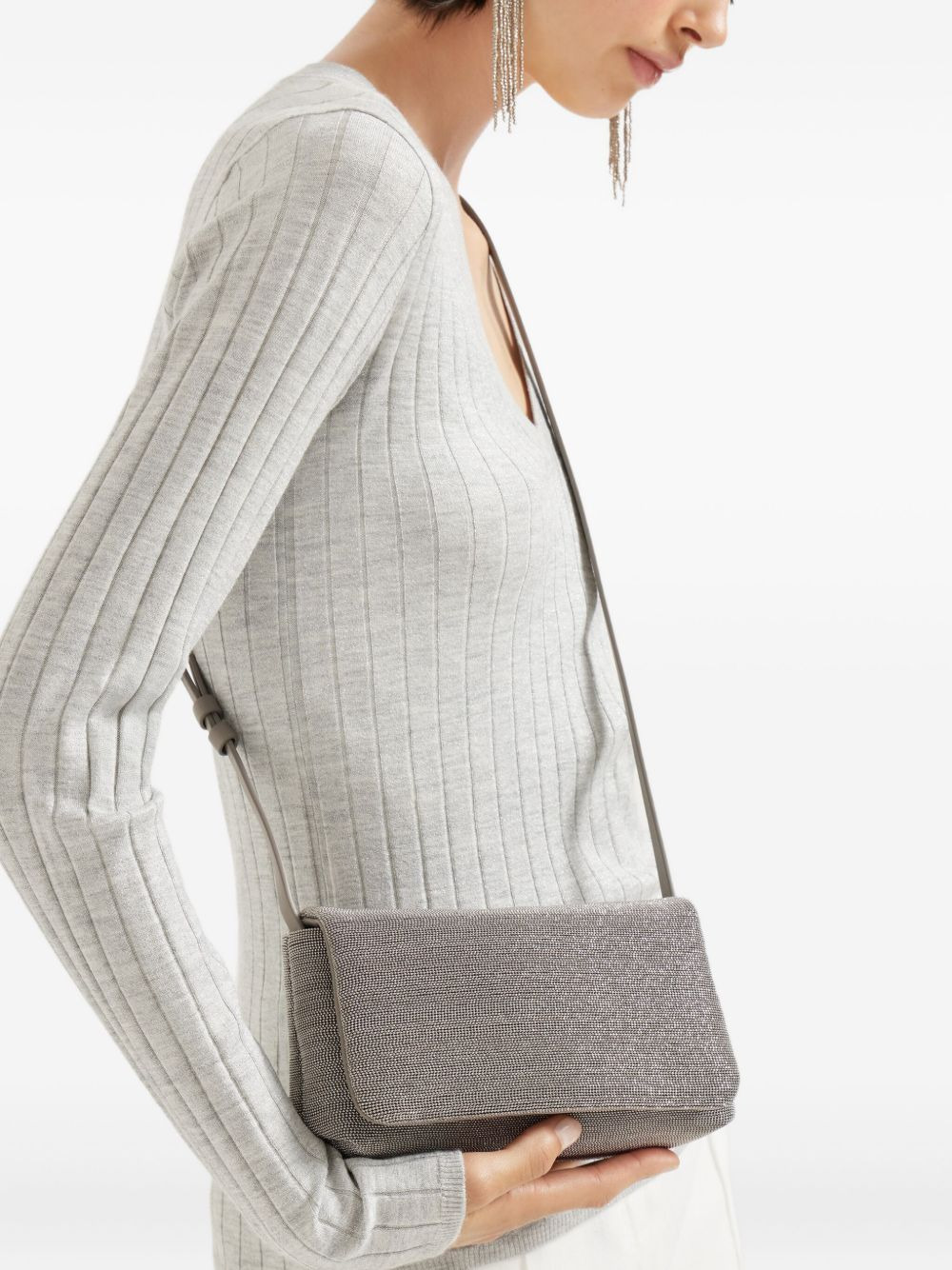 Monili-embellished leather cross body bag - 2