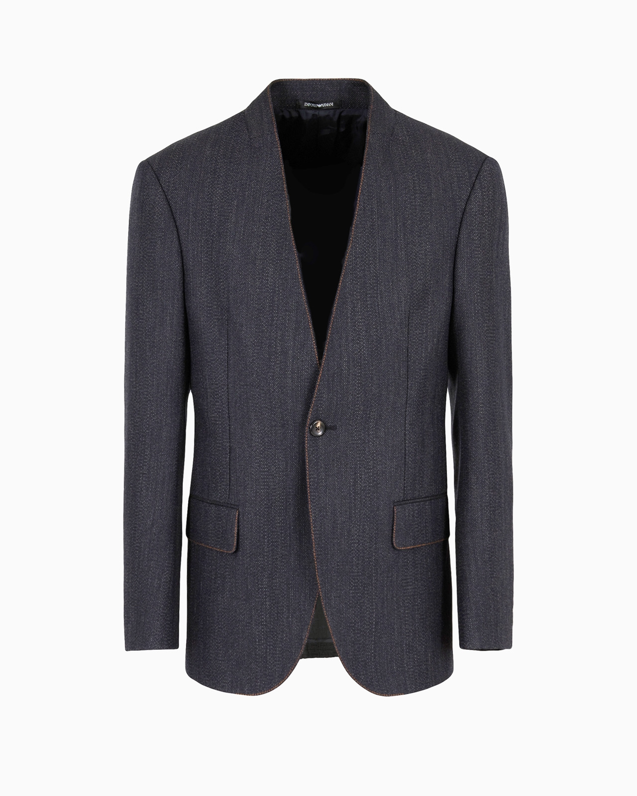 Mouliné wool-blend chevron motif blazer - 1