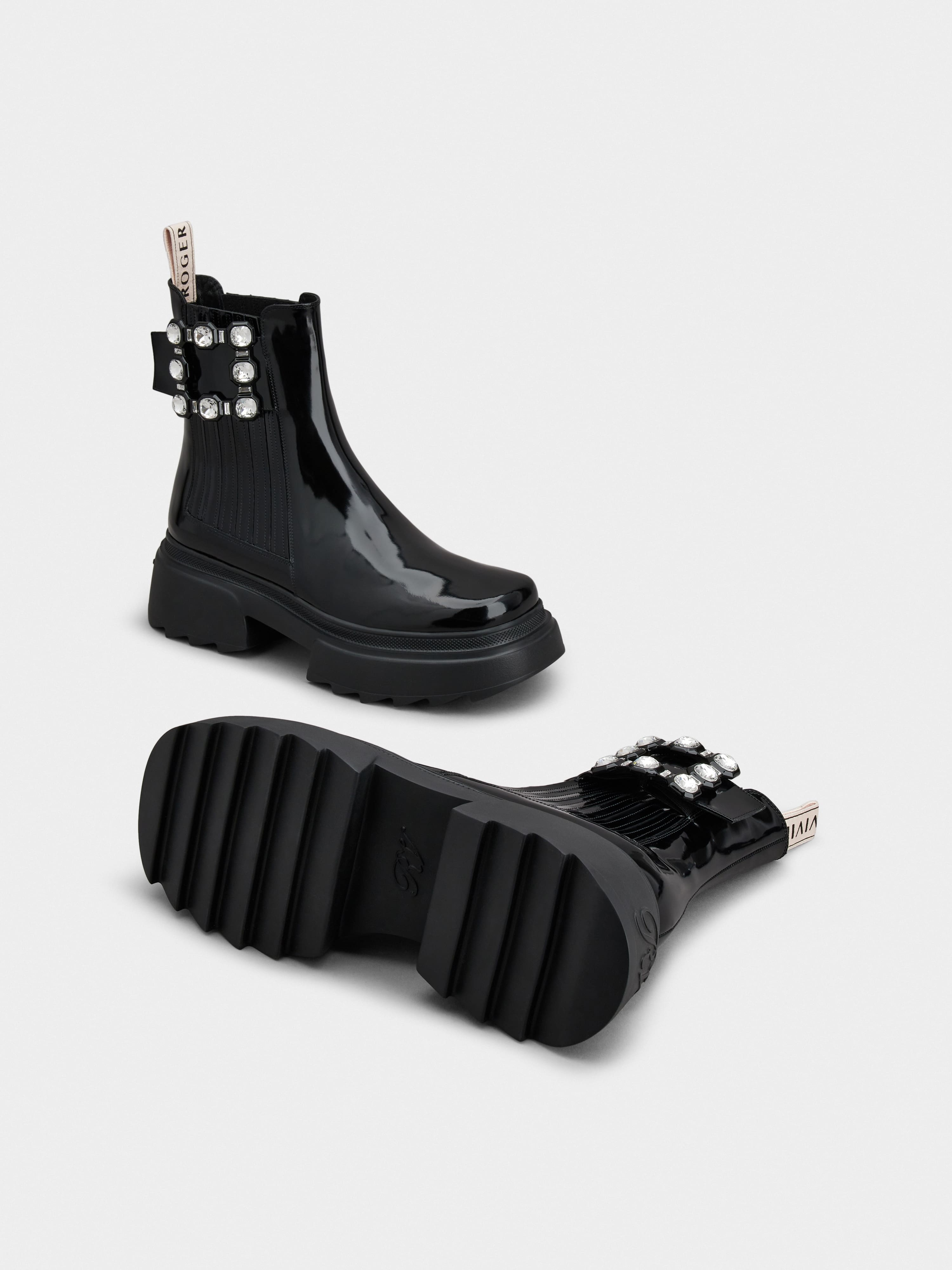 Wallaviv Strass Buckle Chelsea Ankle Boots in Patent Leather - 6