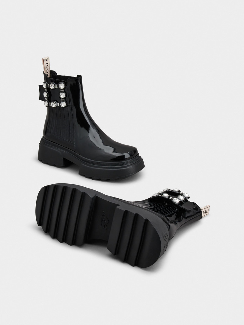 Wallaviv Strass Buckle Chelsea Ankle Boots in Patent Leather 6
