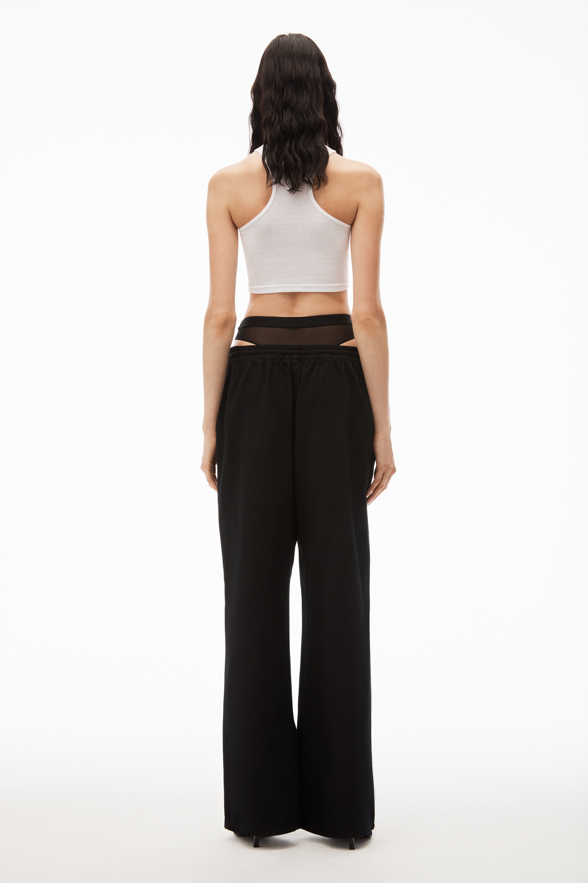 layered track pant in denim - 4