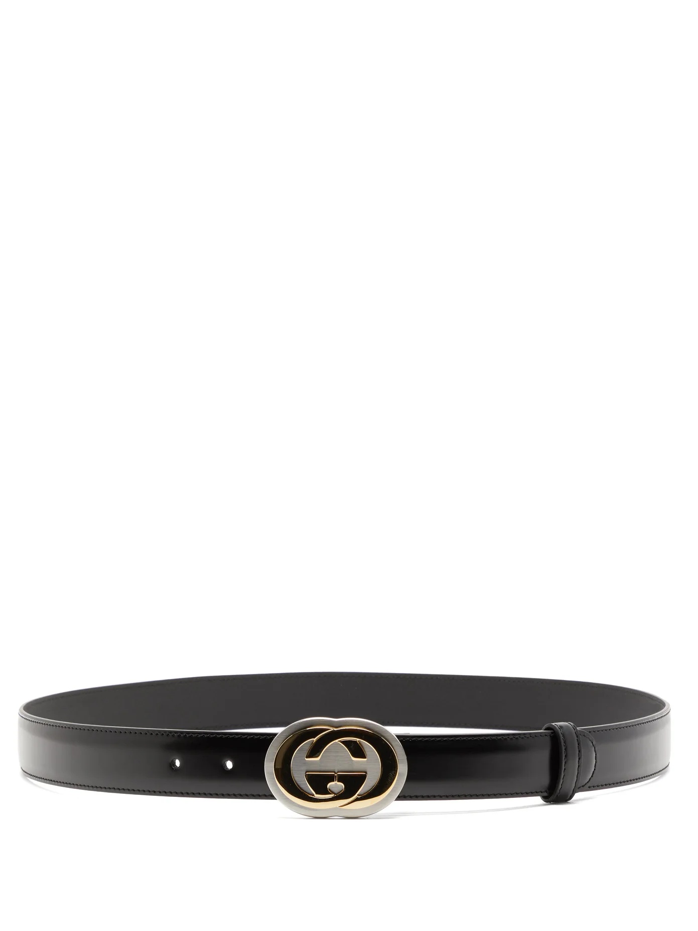 Logo-plaque polished-leather belt - 4