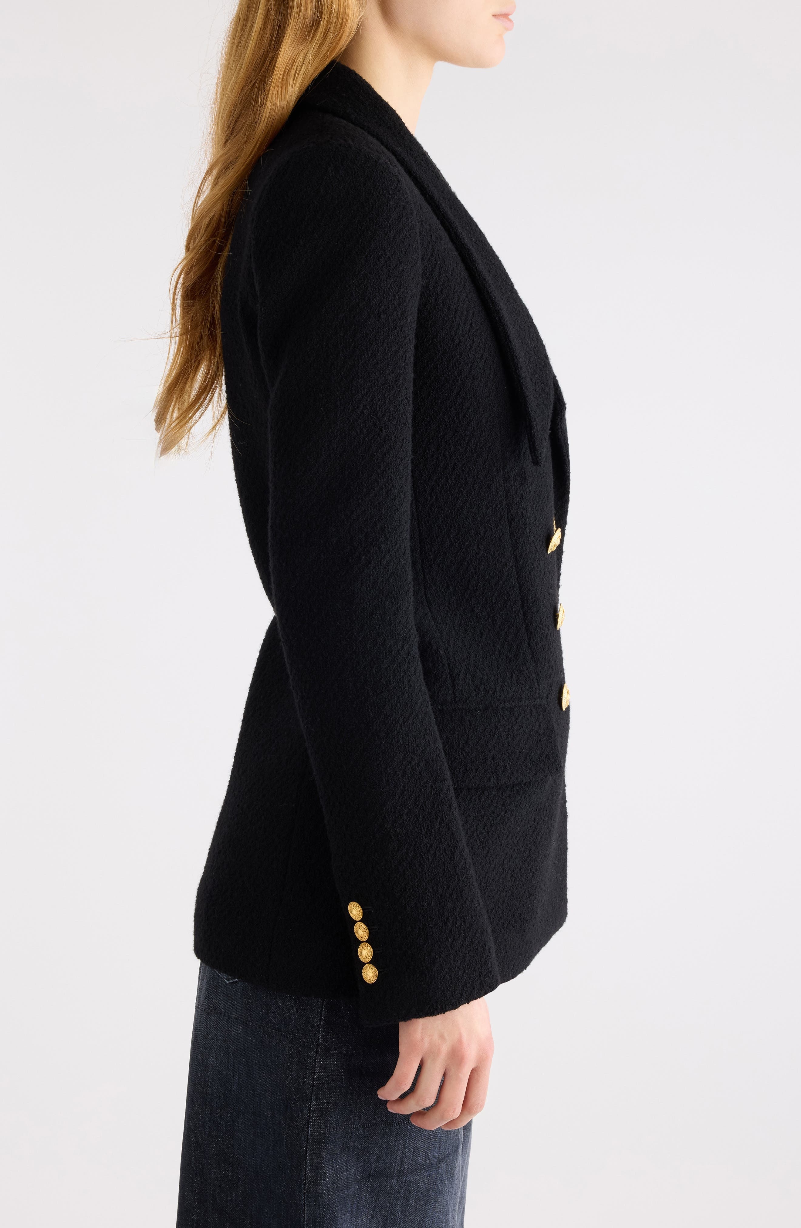 Chloé Wool Blend Bouclé Peacoat in Black at Nordstrom - 4