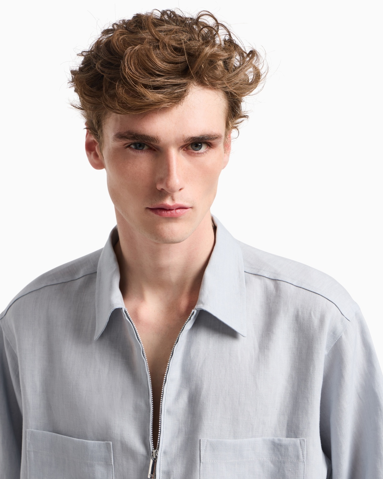 PURE LINEN SHIRT WITH PARTIAL ZIP - 5