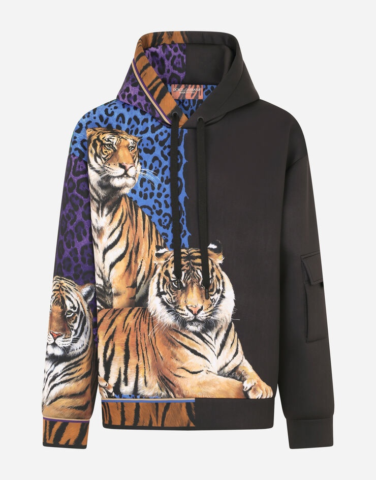 Technical jersey hoodie with tiger print - 3