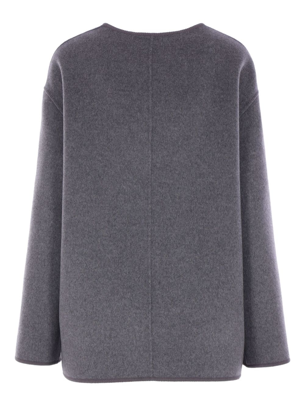 embroidered-trim crew-neck jacket - 2