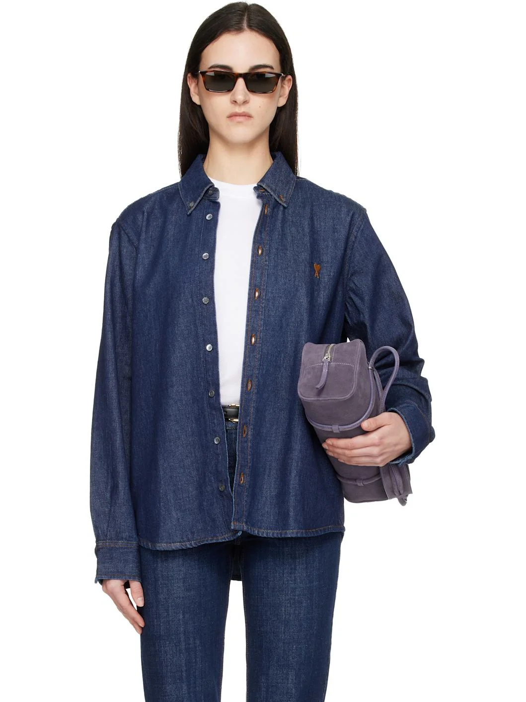 Blue Denim Cotton Ami de Coeur Shirt - 1